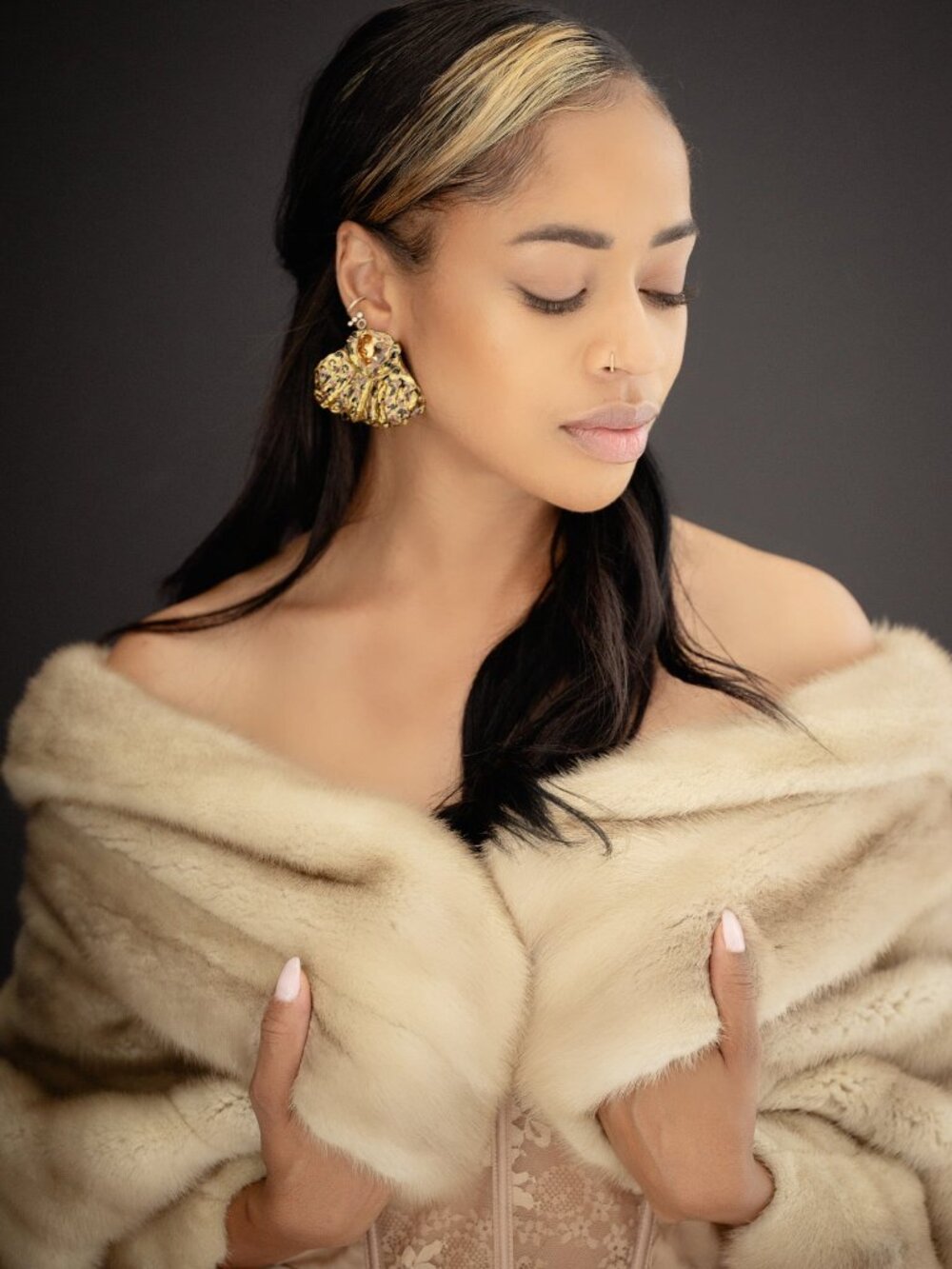 Handmade Papier-Mâché Gold Leaf Cheetah Print Earrings, Topaz Color Stone